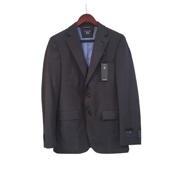 New Original Penguin Men's Black Wool Blend Two Button Suit Jacket 36R - Picture 2 of 8